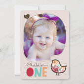 Invitation Candy Damask Chicks Fille 1er anniversaire Invitat (Devant)