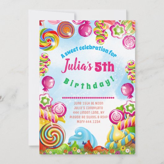 Invitation Candy Dreams fête d'anniversaire (Devant)