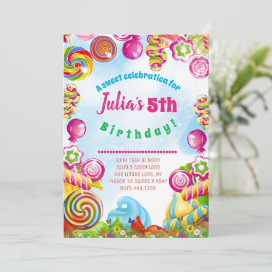 Invitation Candy Dreams fête d'anniversaire (Debout devant)