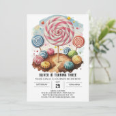 Invitation Candy Editable Lollipop Anniversaire (Debout devant)