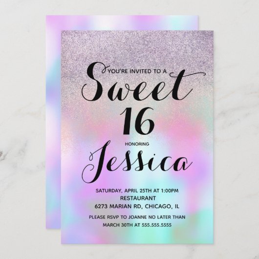 Invitation Candy Enk Liquid Marbre Parties scintillant Sweet (Devant / Derrière)