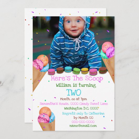 Invitation Candy glace photo N'IMPORTE QUAND fête d'anniversa (Devant / Derrière)