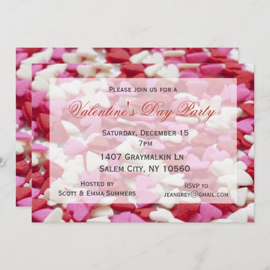 Invitation Candy Hearts Sweets Saint Valentin (Devant / Derrière)