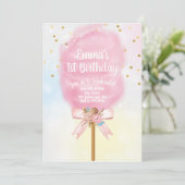 Invitation Candy Land Cotton Candy Anniversaire (Debout devant)