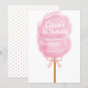 Invitation Candy land Cotton Candy Pink fête d'anniversaire