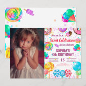 Invitation Candy Land Girl Birthday Sweet Celebration Photo (Devant / Derrière)
