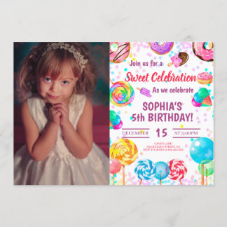 Invitation Candy Land Girl Birthday Sweet Celebration Photo