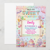 Invitation Candy Land Girl Birthday Sweet Celebration Rainbow (Devant / Derrière)
