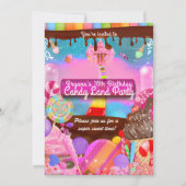 Invitation Candy Land Imaginaire fête Anniversaire Personnali (Devant)