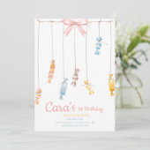 Invitation Candy land rose Premier anniversaire Fête Invitati (Debout devant)