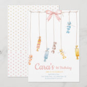 Invitation Candy land rose Premier anniversaire Fête Invitati (Devant / Derrière)