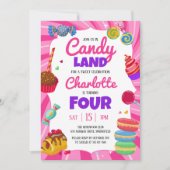 Invitation Candy Land Sweet rose fête d'anniversaire (Devant)