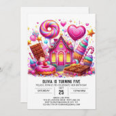 Invitation Candy Magique Candyland Digital Anniversaire (Devant / Derrière)