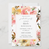 Invitation Candy Pink & Jaune Floral Graduation Party (Devant)