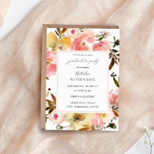 Invitation Candy Pink & Jaune Floral Graduation Party