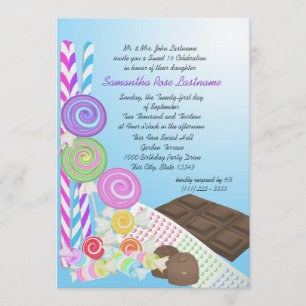 Invitation Candy Shoppe Sweet sixteen Anniversaire