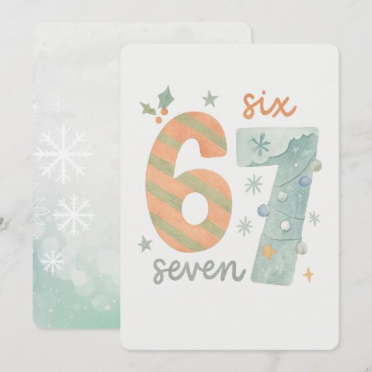 Invitation Candy Stripe & Snowflake 67 – Numéro de vacances f (Devant / Derrière)