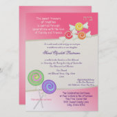 Invitation Candy Sweet Bat mitzvah Watermelon rose 2 (Devant / Derrière)