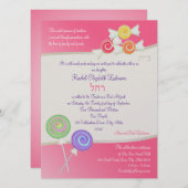 Invitation Candy Sweet Bat mitzvah Watermelon rose foncé (Devant / Derrière)