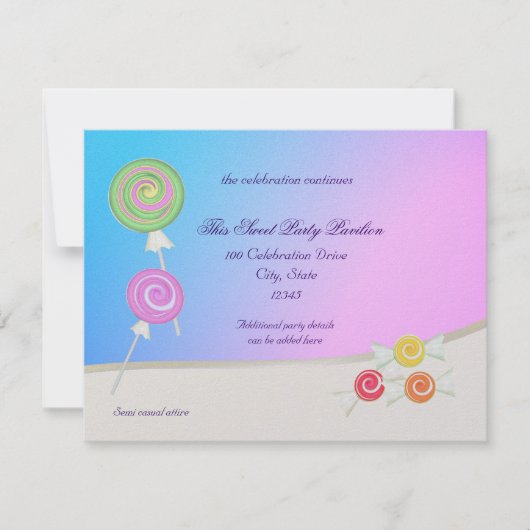 Invitation Candy Sweet Blue Bat mitzvah framboise (Devant)