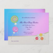 Invitation Candy Sweet Blue Bat mitzvah framboise (Devant / Derrière)