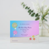 Invitation Candy Sweet Blue Bat mitzvah framboise (Debout devant)
