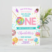 Invitation Candy Sweet Celebration ONE Girl First Birthday (Debout devant)