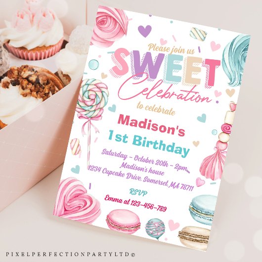 Invitation Candy Sweet Célèbre Cupcake Anniversaire