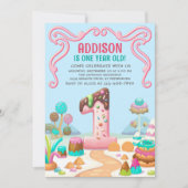 Invitation Candy Sweet Girl's Candyland 1er anniversaire (Devant)