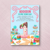 Invitation Candy Sweet Girl's Candyland 1er anniversaire