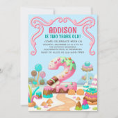 Invitation Candy Sweet Girl's Candyland 2e anniversaire (Devant)