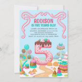 Invitation Candy Sweet Girl's Candyland 5e anniversaire (Devant)
