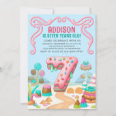 Invitation Candy Sweet Girl's Candyland 7e anniversaire (Devant)