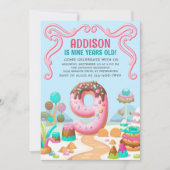 Invitation Candy Sweet Girl's Candyland 9e anniversaire (Devant)