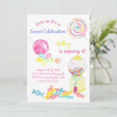 Invitation Candy Sweet Lollipop Girl Anniversaire (Debout devant)