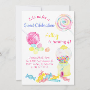 Invitation Candy Sweet Lollipop Girl Anniversaire 