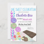 Invitation Candy Sweet Première fête d'anniversaire (Devant)