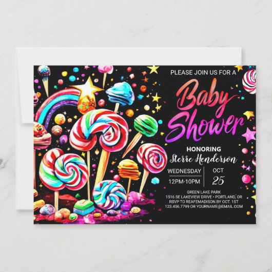 Invitation Candy Sweet Wonderland Baby shower (Devant)