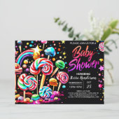 Invitation Candy Sweet Wonderland Baby shower (Debout devant)
