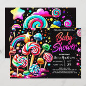 Invitation Candy Sweet Wonderland Baby shower (Devant / Derrière)