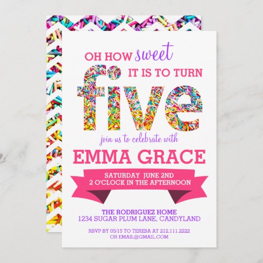 Invitation Candy Thème 5ème anniversaire fête asperge l'Invit (Devant / Derrière)