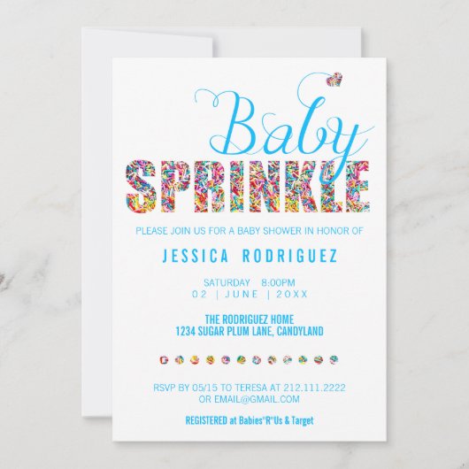 Invitation Candy Theme Baby SPRINKLE Shower Boy (Devant)
