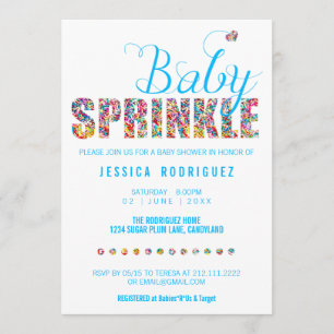 Invitation Candy Theme Baby SPRINKLE Shower Boy