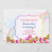 Invitation Candyland bonbons thème anniversaire (Devant)