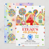 Invitation Candyland Candy pour le thème de la con (Devant / Derrière)