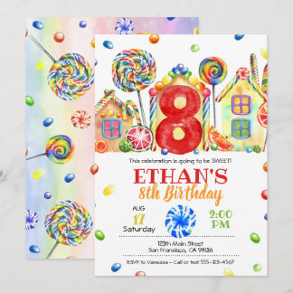 Invitation Candyland Candy pour le thème de la con