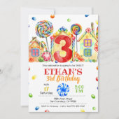 Invitation Candyland Candy pour le thème des bonbo (Devant)