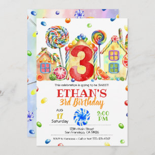 Invitation Candyland Candy pour le thème des bonbo