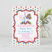 Invitation Candyland Candy premier anniversaire Anniversaire  (Debout devant)