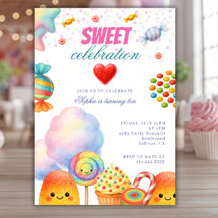 Invitation Candyland Douce Célébration Anniversaire Enfants